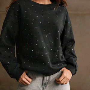 <b>Women</b> Autumn Designer Printed Knitted Rhinestone Sweatshirt Premium Quality Shiny <b>Top</b> Front Logo Eco-Friendly Breathable Stylish - Product Image 5