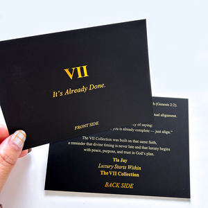 Cartes en papier noir <span class=keywords><strong>de</strong></span> luxe personnalisées avec logo, épaisseur personnalisée, estampées à l'or, <span class=keywords><strong>carte</strong></span> postale, <span class=keywords><strong>carte</strong></span> <span class=keywords><strong>de</strong></span> remerciement pour les petites entreprises - Product Image 1