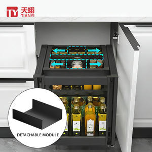 ชั้นวางเครื่องปรุงในครัวแบบดึงออกได้ 3 ชั้น ทำจากอลูมิเนียมอัลลอยด์ทันสมัย พร้อมระบบปิดแบบนุ่มนวล - Product Image 5