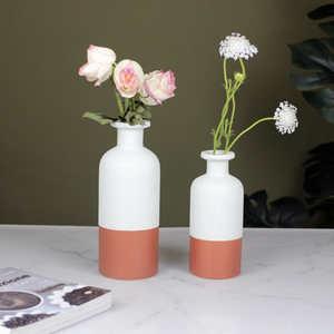 <span class=keywords><strong>Set</strong></span> di 3 Vasi in Ceramica Moderni Bicolore, Terracotta e Crema Maculati Opachi, Vasi Decorativi per Fiori, per Soggiorno e Regalo - Product Image 3