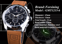 FORSINING Luxuriöse Automatische Mechanische Armbanduhr für Herren mit Wochenanzeige, Lederarmband und Glaszifferblatt