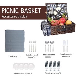 Cesta de Picnic Plegable Hecha a Mano con Doble Tapa JY Natural Fruit, con Mesa Portátil y Tabla de Cortar, Material de Mimbre - Product Image 2