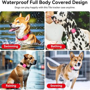 Soporte Impermeable para Collar de Perro Compatible con Life360 Tile Mate Tracker, Paquete de 2 Fundas de Silicona Duraderas, Color Rosa Neón, Accesorio Antipérdida - Product Image 3