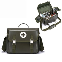 Sac médical portable vert foncé et rouge, imperméable, en tissu Oxford, avec bandoulière, idéal pour les soins ambulatoires et la prévention des épidémies