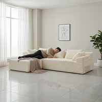 Weißes Modulares L-förmiges Ecksofa mit Tiefsitz Modulares Knochenloses Dickes Stoffsofa Modernes Design für Schlafzimmer
