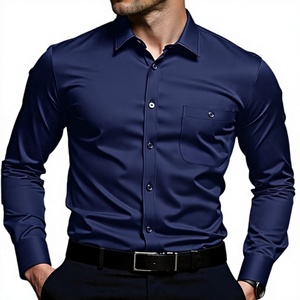 เสื้อเชิ้ตผู้ชายสีพื้น ผ้าฝ้าย 100% สไตล์ลำลองธุรกิจ ปกติดกระดุม เป็นมิตรกับสิ่งแวดล้อม แห้งเร็ว - Product Image 5