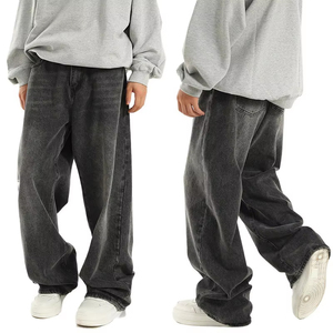 Jeans de Mezclilla Grises para <span class=keywords><strong>Hombre</strong></span>, Estilo Urbano, Holgados, de Pierna Ancha, Casuales, para Verano - Product Image 1