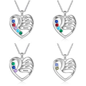 Personalizado regalo personalizado 925 plata esterlina mejores amigos corazón colgante collar piedra de nacimiento clásico para madre mejor amigo - Product Image 1