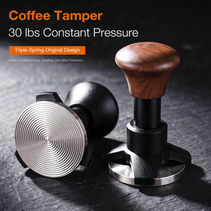 Prensador de Café Manual con Base de Acero Inoxidable y Mango de Madera Ecológico y Duradero de 51 mm, 53 mm, 58 mm, con Resorte y Autonivelación - Product Image 3