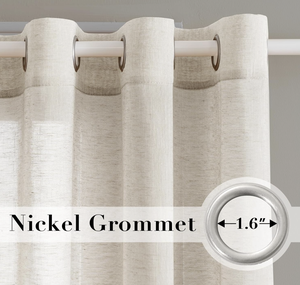 सफेद लिनन अर्ध-पर्दे 84 "लंबी रॉड जेब बैक टैब लाइट ऊर्ध्वाधर स्लाइडिंग ग्लास दरवाजे लिविंग रूम 52" w सेट 2 - Product Image 4