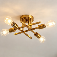 Lustre semi-encastré de luxe en gros, luminaire de plafond doré, lampe suspendue pour chambre, cuisine, salon, salle à manger