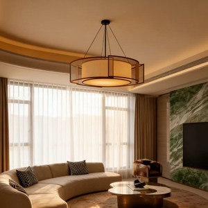 Lámpara de techo de estilo chino, redonda, 60cm, 80cm, 100cm, 120cm, fuente de luz LED, base de bombilla E27, control de interruptor, luz de techo para sala de estar - Product Image 3