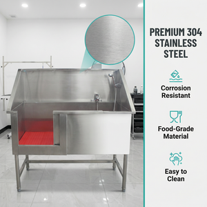 Meilleure baignoire pour animaux de compagnie, durable, en acier inoxydable robuste, pour toilettage professionnel des chiens, avec rampe et robinet, taille personnalisée - Product Image 2