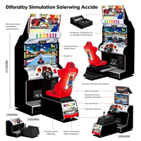 Machine de jeu d'arcade Mario Kart, prix usine, double écran LCD HD 42 pouces, simulateur de course à deux joueurs, à monnayeur