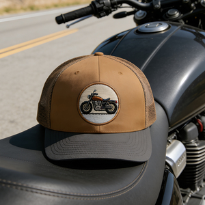 Gorra Trucker de 6 Paneles de Lona de Algodón con Bordado de Motocicleta, Malla Transpirable en la Parte Trasera, Cierre a Presión, para Deportes al Aire Libre de Verano y Pesca - Product Image 6