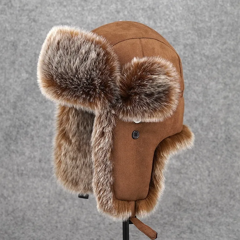 Hot Sale leifeng hats Russia High-grade Rabbit Fur Lei Feng Ear Muff Cap Winter Fur Hat