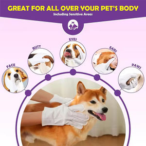 Benutzer definiertes Etikett 20 Count Ultra-Gentle Hypo allergenic Eco Friendly Organic Rinse Free Hunde und Katzen Haustier reinigung Feucht tücher Handschuhe - Product Image 4