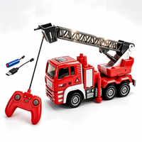 Camion de pompiers RC 4 canaux en gros avec échelle extensible, télécommande 27 MHz, recharge USB, jouet moteur télécommandé pour enfants et garçons, idéal comme cadeau