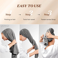 Serviette Turban en Microfibre Douce Grande Taille avec Logo Personnalisé, Ultra Absorbante, Séchage Rapide, Anti-Frisottis, pour Soin des Cheveux avec Élastique