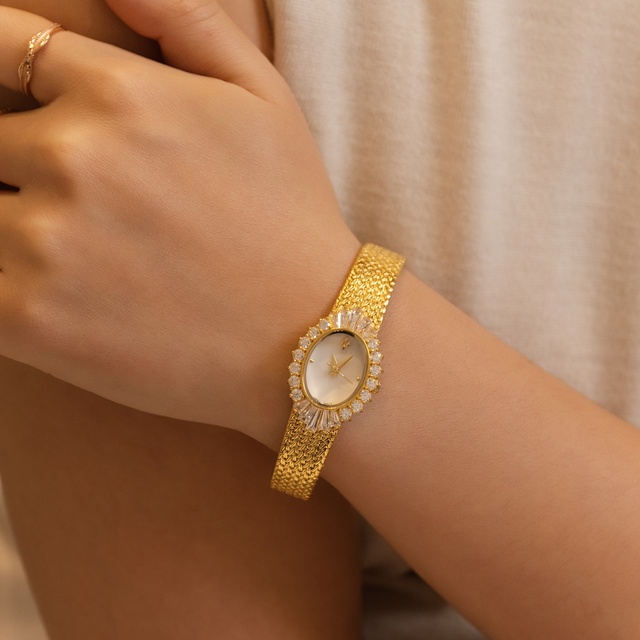 2026 New Gold-Plated Vintage Women's Watch | French Diamond-Embedded Luxury Dress Watch for Ladies Japanese Quartz Movement