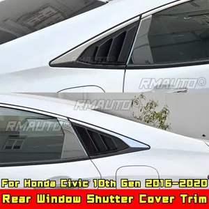 For Honda Civic 10th Gen 2016-2020 Body Kit Rear Quarter Panel <b>Window</b> Glossy Black <b>Window</b> Louver Side <b>Vent</b> Trim Car Accessories - Product Image 1