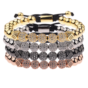 Pulsera de Diseño de Joyería de Lujo de Alta Calidad, Micro Pavé de Circonitas Cúbicas, Corona de Rey, Bola de Oro, Cuentas Carme, Pulsera de Macramé Trenzada - Product Image 1