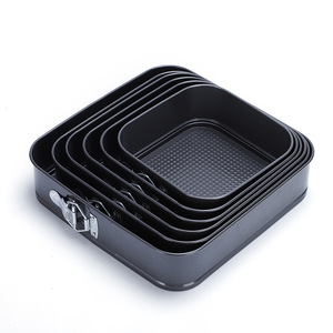 Square Cake Pan Set 18cm 20cm 22cm 24cm 26cm 28cm Non Stick Lockable Springform Baking <b>Mold</b> Black - Product Image 5