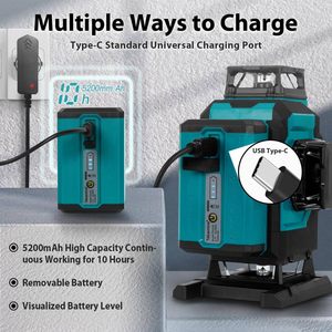 16 lignes 360 niveau laser auto-nivelant sans fil à distance 3D horizontal et vertical puissant faisceau vert croisé avec trépied - Product Image 5