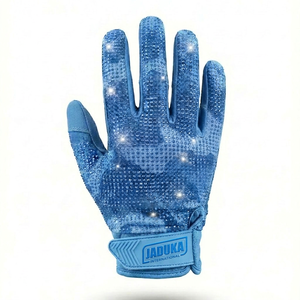 OEM <b>Mens</b> American Football Receiver Gloves Sticky Palm Polyester Material all over rhinestones on back All Sizes Available - Product Image 1