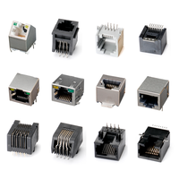 Tek 1 Portlu 90 Derece Ağ Ethernet RJ45 Konnektör Soketi Üst Girişli Pcb Jakı Modüler 8P8C Dişi Konnektör 1.5A