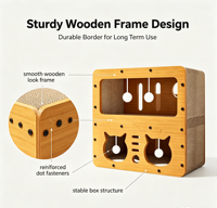 Maison pour chat en bois intégrée durable, anti-chute, toutes saisons, structure d'escalade verticale pour animaux, jouet solide et résistant aux griffures pour chat