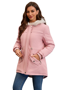 <span class=keywords><strong>Parka</strong></span> à capuche avec garniture en fourrure pour femmes manteau matelassé mi-long veste d'hiver <span class=keywords><strong>doublée</strong></span> en <span class=keywords><strong>polaire</strong></span> isotherme chaud rembourré vêtements d'extérieur d'automne - Product Image 5
