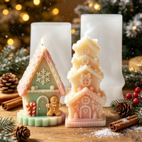 Moule en silicone 3D en forme de maison en pain d'épices pour bougies, facile à démouler pour la fabrication de bougies DIY, décoration de Noël pour la maison, personnalisation du logo disponible