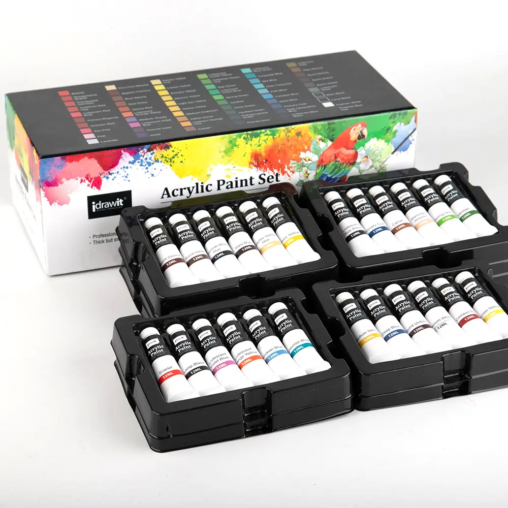 Hot-selling Customized 24x12ml 36x12ml 48x12ml 60x12ml Acrylic Paint Low Prices Tube Set for Beginner