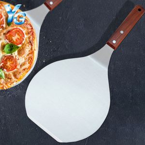 Stainless Steel Pancake Grill Cake Moving Spatula Solid Wood Handle <b>Baking</b> Round Pizza Knife - Product Image 2