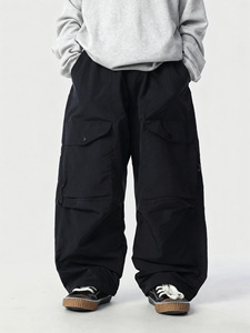 Pantalon <span class=keywords><strong>cargo</strong></span> en nylon/acétate enduit de PU doublé polaire pour garçons japonais, nouvelle collection automne-hiver 2025, grande poche, cordon de serrage, élégant et tendance - Product Image 3
