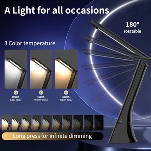 Có thể gập lại bảng nghiên cứu LED bàn đèn với sạc không dây ánh sáng ban đêm kỹ thuật số Đồng hồ báo thức cho phòng ngủ LED Đèn đọc sách - Product Image 4