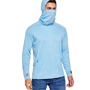 Fishing Hiking Shirt Long Sleeve SPF UV Shirt Lightweight Pullover Sweatshirt Men's Sun Protection for Face Hoodie