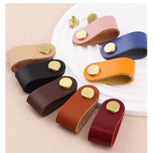 Poignées en <span class=keywords><strong>cuir</strong></span> minimalistes modernes pour porte d'armoire de tiroir <span class=keywords><strong>Bouton</strong></span> en laiton de porte d'armoire américaine pour cuisine chambre à coucher <span class=keywords><strong>commode</strong></span> - Product Image 4