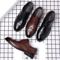 Chaussures Richelieu en cuir véritable pour hommes, à lacets, style brogue britannique, décontractées et respirantes, idéales pour l'automne, les affaires, les mariages ou comme chaussures de marié.
