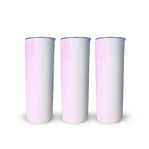 Sunlight Change insulated stainless tumbler with straw 20oz Blanks Sublimation Color Changing Cups