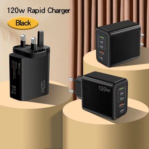 Nuevo cargador de teléfono móvil de aleación de aluminio PD120W 5V2.4A enchufe de EE. UU./UE/Reino Unido PD + 3USB adaptador multipuerto Compatible con todos los teléfonos QC3.0 - Product Image 2