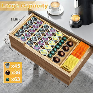 Soporte de Bambú para Cápsulas K-Cup para Cajón o Encimera, Organizador Expandible para Cápsulas de Café, Almacenamiento de Bolsitas de Té, Organizador de Cápsulas K-Cup - Product Image 6