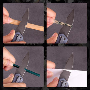 Couteau pliant de poche vert élégant, manche G10 lame noircissante couteau d'auto-<span class=keywords><strong>défense</strong></span> couteau de survie - Product Image 5