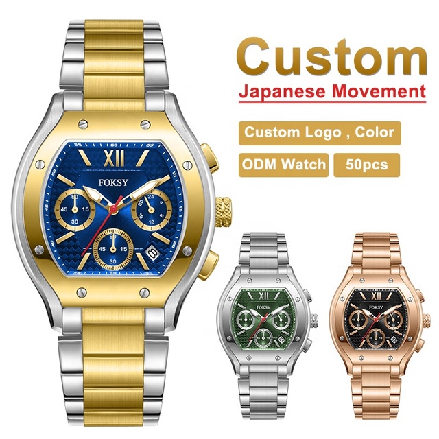 Men's Luxury Chronograph Quartz Watch - Custom Logo & Color, Japanese VD53 Quartz Movement, 50pcs MOQ for ODM