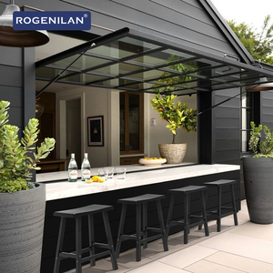 Fenêtres d'auvent Rogenilan en aluminium triple vitrage avec vérin à gaz et moustiquaire intégrée pour cuisine, bar, magasin - Product Image 5