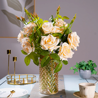 Fleurs artificielles en gros, bouquet de roses au toucher réel, fausses fleurs pour la décoration de la maison, des tables de mariage et des centres de table