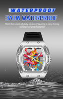 Reloj de Hombre al por Mayor, Forma de Barril, Esfera Grande, Movimiento de Cuarzo, Correa de Goma Suave, Pantalla Luminosa, Estilo Casual Urbano