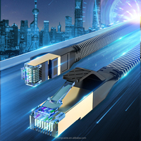 Kabel LAN Komunikasi FTP Cat8 RJ45 Pabrikasi Flat 2000MHz 40Gbps Kabel Patch Ethernet Cat 8