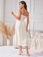 Ensemble de pyjama en viscose douce personnalisé pour femme, nuisette sexy à fines bretelles avec robe longue à manches longues, vêtements d'intérieur toutes saisons